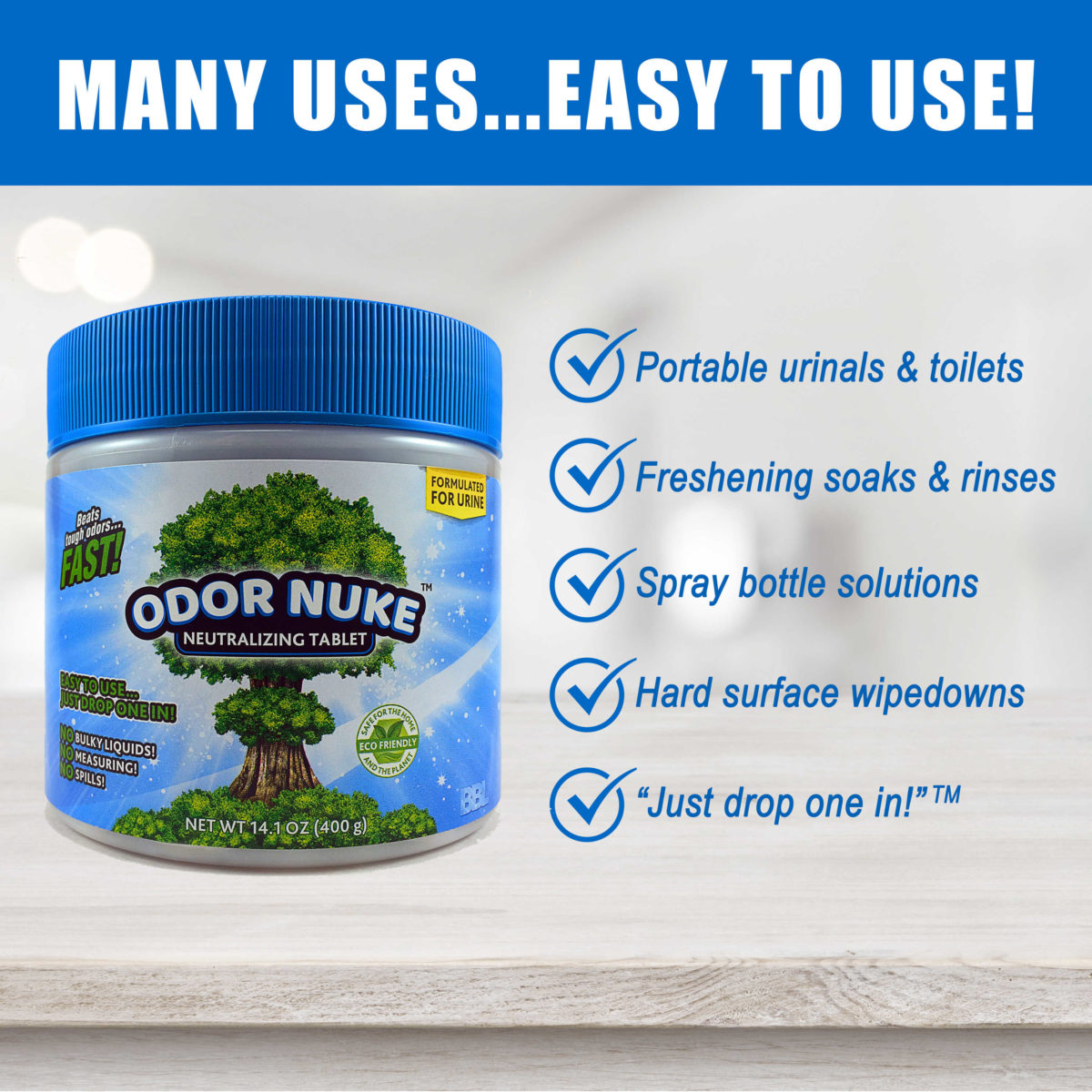 ODOR NUKE Tablets Professional Human Urine Smell Remover Odor